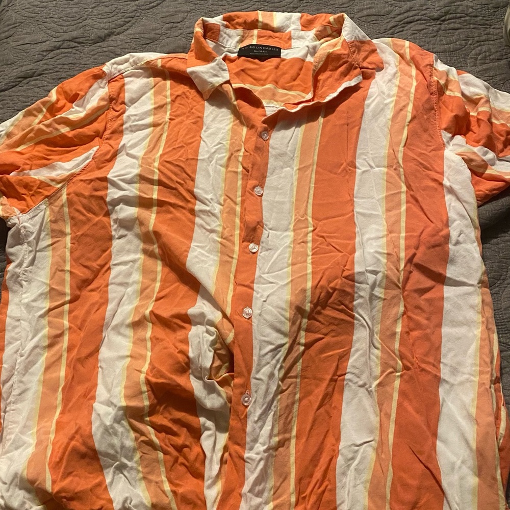 No Boundaries orange stripe button down